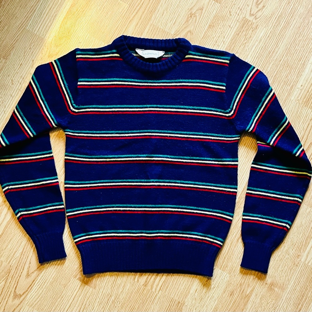 Vintage 80’s Lazarus Acrylic Striped Unisex Sweater Smallish Size
